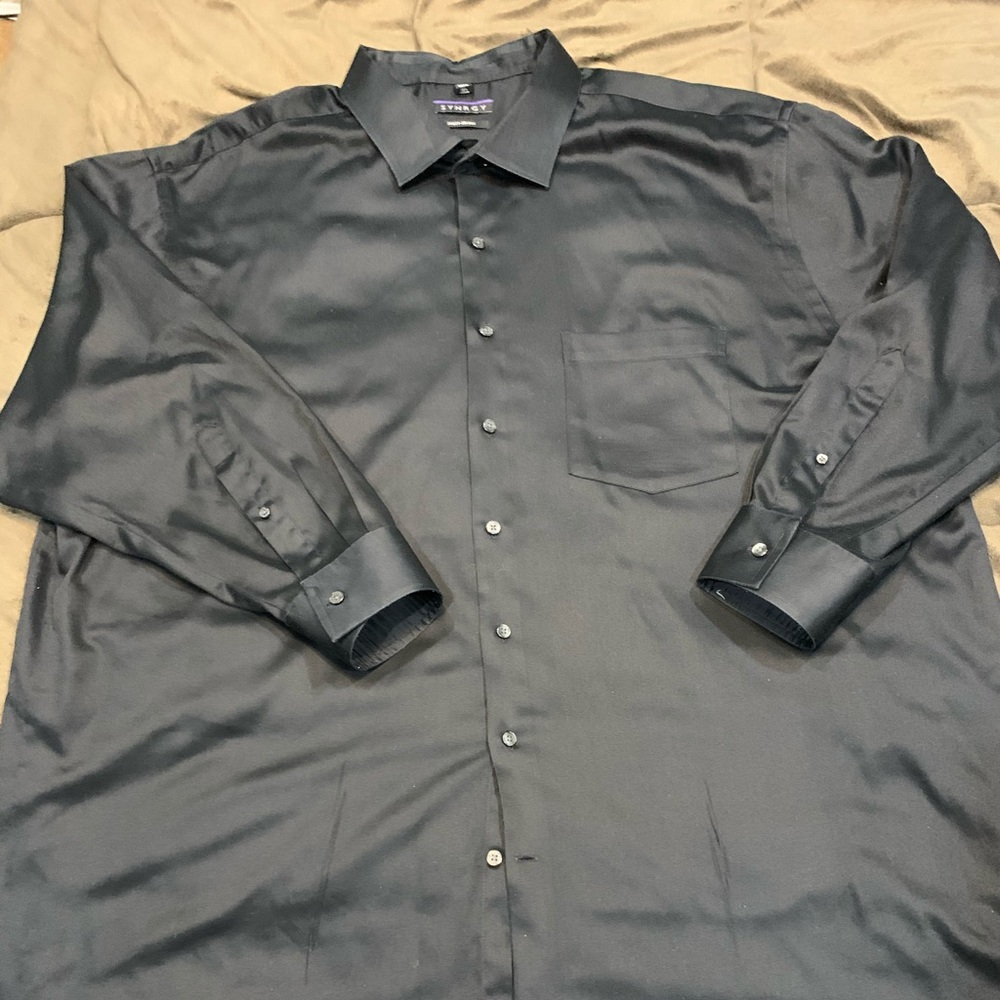 Men’s satin black dress shirt